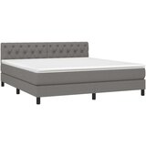  Box spring postelja z vzmetnico temno siva 160x200 cm blago, (20790626) | Shoptok.si