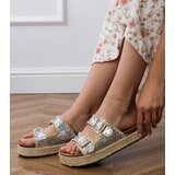 Gemre Silver espadrille sandals with buckles Induri | shoptok.hr