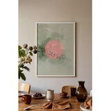 Wallxpert uramljena slika 115236, ružičasto sunce i jato ptica na sivozelenom akvarelu, 30 x 40 cm, beli ram | Eponuda.com