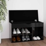  Klupa za cipele s jastukom sjajna crna 80 x 30 x 47 cm drvena | shoptok.hr