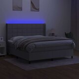  Box spring postelja z vzmetnico LED sv. siva 160x200 cm blago, (20789648) | Shoptok.si