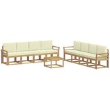 vidaXL Zunanja garnitura za sedenje z blazino 9 pcs Bela in krem, (5000272067) | Shoptok.si