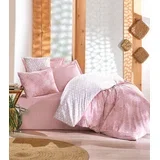 Posteljina za jedan krevet Ranforce, 100% pamuk, 160x220 cm, 160x240 cm, Roza-bijela