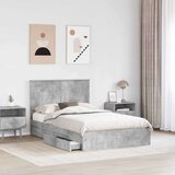  Postelja s shranjevanjem z vzglavjem Betonsko siva 135 x 190 cm, (5000106431) | Shoptok.si