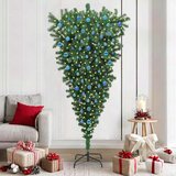  Umjetna božićna jelka naopako s setom kuglica Zelena 210 cm PVC | shoptok.hr