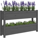 vidaXL visoka greda siva 112x25x66 cm trdna borovina | Shoptok.si