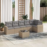 vidaXL 7-dijelni set vrtnih sofa od poliratana s jastucima bež Cijene