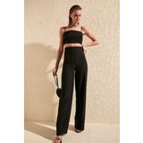 Trendyol Black Rise Waist Rebraste hlače s detaljima | ePonuda.com