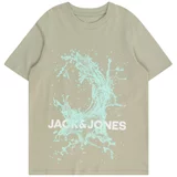 Jack & Jones Majica 'JCOSPLASH OCEAN' akvamarin / kaki / prljavo bijela