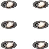 QAZQA Set van 6 moderne inbouwspots gunmetal GU10 50mm rond kantelbaar - Cisco Cene