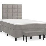 Box spring postelja z vzmetnico svetlo siva 120x200 cm žamet, (20790979) | Shoptok.si