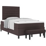 vidaXL Vzmetnična postelja z vzmetnico in klopjo temno rjava 120x190 cm tkanina, (22083978) | Shoptok.si