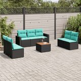  Vrtna garnitura - 8-dijelni set vrtnih sofa od poliratana s jastucima crni - Crna 1 | shoptok.hr