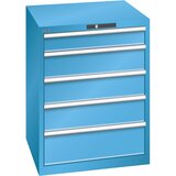 LISTA Predalnik s 5 predali, ŠxGxV 717 x 725 x 850 mm, svetlo moder, nosilnost predalov 75 kg | Shoptok.si