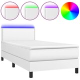 Maison Chic Box spring postelja - Vzmetna postelja z vzmetnico LED bela 90x200 cm umetno usnje SL9077, (21900901) Cene
