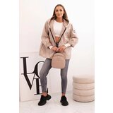 Kesi Włoski Women's quilted jacket with a hood dark beige | shoptok.hr