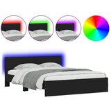 Furnova Posteljni okvir z vzglavjem in LED črn 150x200 cm, (21936593) | Shoptok.si