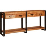 vidaXL Konzolni Stol 2 s ladicama s policom s pohranom 2 pcs Smeđa 160 x 33 x 75 cm | shoptok.hr