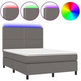  Box spring postelja z vzmetnico LED siva 140x200cm umetno usnje, (20725332) | Shoptok.si