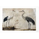  Plakat - Birds from an Old Engraving - vintage-style illustration of a heron and a crane 90x60 Bez okvira s margom | shoptok.hr
