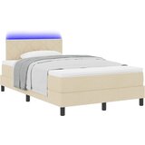  Krevet s opruga kutije s LED trakama Krema 120 x 190 cm tkanina | shoptok.hr