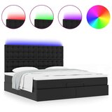 vidaXL Otomanski posteljni okvir z vzmetnico črn 160x200 cm um. usnje | Shoptok.si