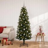  Umjetno božićno drvce s kuglicama 120 cm 150 LED lampica - 120 cm s LED-ima i srebrnim lopticama Zelena | shoptok.hr