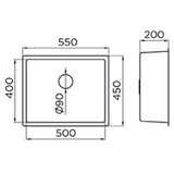 Metalac quadro artinox 500 sa sifonom fi90, podgradna sudopera 550x450 | Eponuda.com