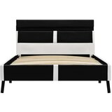  Posteljni okvir LED črno umetno usnje 90x200 cm | Shoptok.si