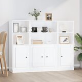 The Living Store Visoke omare 3 kosi visok sijaj bela inženirski les - Visoka Omarica, (21435894) | Shoptok.si