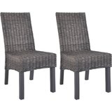 vidaXL Jedilni stoli 2 kosa rjavi Kubu ratan in mahagonov les | Shoptok.si