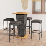  5-dijelni vrtni barski set od poliratana s jastucima sivi Siva 60 cm table length | shoptok.hr