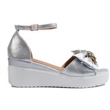 Shelvt Silver wedge sandals | Shoptok.si