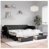 vidaXL Izvlečna dnevna postelja s predali črna 80x200 cm bla Cene
