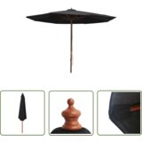  The Living Store Zunanji senčnik z lesenim drogom 350 cm črn - Senčnik, (21742397) Cene