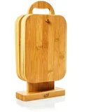 6-delni komplet bambusovih desk za zajtrk s stojalom, 22 x 0,9 x 16 cm (ŠxVxD), enostavno vzdrževanje