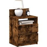 vidaXL Nočna omarica z 2 predaloma dimljen hrast 40x33x60 cm | Shoptok.si