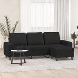  The Living Store Trosed s stolčkom za noge črn 180 cm blago - Trosed S Stolčkom Za Noge, (21485149) Cene