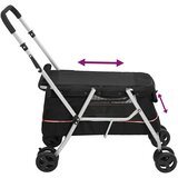  Sklopiva kolica za pse crna 100 x 49 x 96 cm od lanene tkanine | shoptok.hr