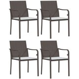 Maison Chic Vrtni stoli - Stol za vrt z blazinami 4 kosi rjavi 56x59x84 cm poli ratan JS2259, (21876679) Cene