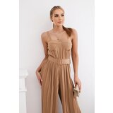 Kesi Włoski Włoski Pleated jumpsuit with straps camel | ePonuda.com
