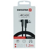 Swissten kabel Arcade USB/microUSB, 3A, 1.2m, L-konektor, crni | shoptok.hr
