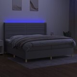  Krevet box spring s madracem LED svjetlosivi 200x200 cm tkanina | shoptok.hr