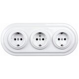  Elhard - Trostruka keramička retro kućna utičnica sa okvirom SCHUKO 230V bela Cene