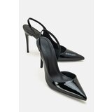 LuviShoes Twine Black Patent Leather Women's Heeled Shoes Cene