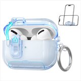 INF Prosojna modra TPU torbica, združljiva z AirPods 4: odporna na udarce, popolna zaščita in funkcija stojala, (5000130355) | Shoptok.si