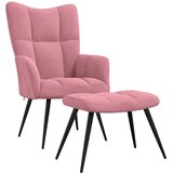  Stolica za opuštanje s osloncem za noge ružičasta baršunasta | shoptok.hr