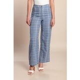 Fenzy Dolge Hlače S Karo Potiskom, Svetlo Modre | Shoptok.si