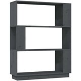 vidaXL knjižna omara/pregrada siva 80x25x101 cm trdna borovina | Shoptok.si
