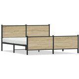 vidaXL Kovinski posteljni okvir brez vzmetnice sonoma hrast 200x200 cm Cene